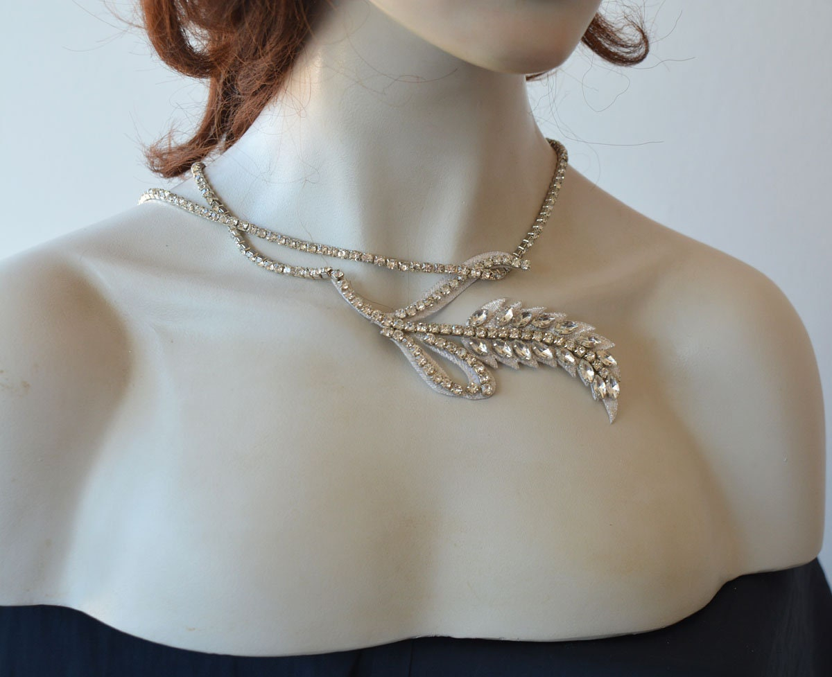 Crystal Leaf Draped Bridal Headband - Image 4