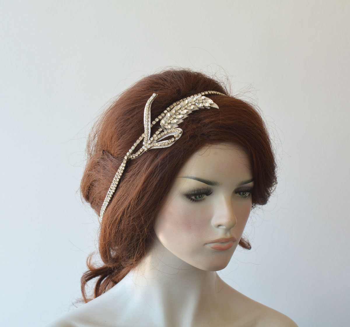 Crystal Leaf Draped Bridal Headband - Image 5