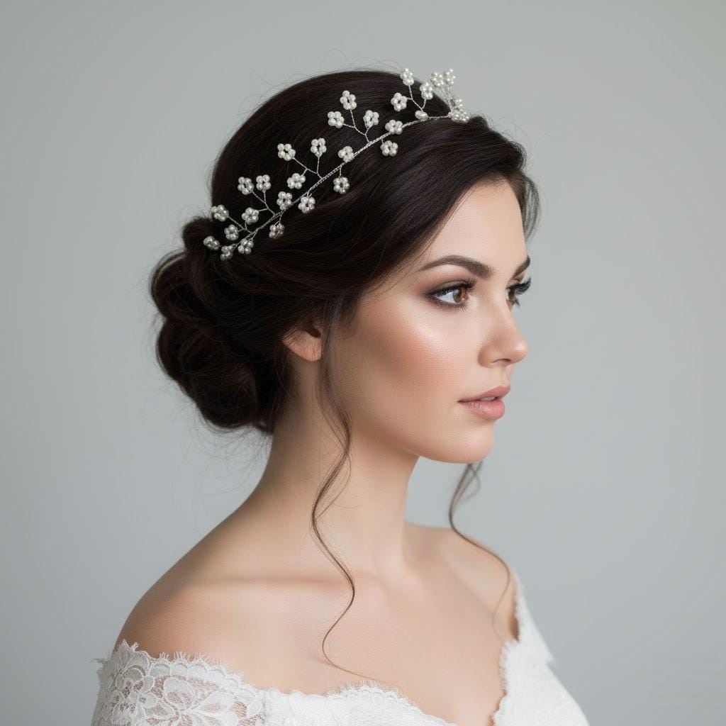 Pearl Blossom Bridal Hair Vine